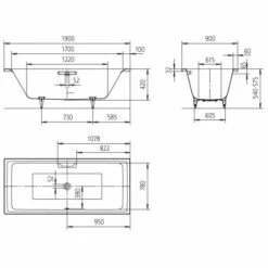 Kaldewei Puro Duo 665 Badewanne 190 X 90 Cm, Rechteckig Mit Schwalleinlauf Inkl. Integriertem Überlauf