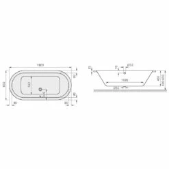Koralle T200 Ovalbadewanne 180 X 85 X 45 Cm