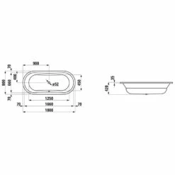 LAUFEN Thallium Duo Oval Einbau-Badewanne 180 Cm