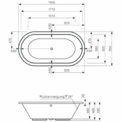 Mauersberger Oval-Badewanne Crispa Duo 185 X 95 Cm