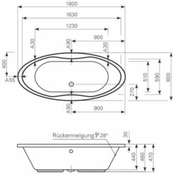 Mauersberger Oval-Badewanne Ubesa 180 X 80 Cm