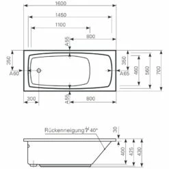 Mauersberger Badewanne Elisal 160 X 70 Cm