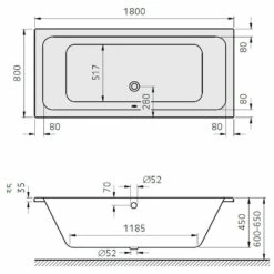 Architekt Plana Duo Badewanne 180 X 80 Cm -Wanne Verkaufsladen hersteller megabad sortiment badewannen architekt rechteckbadewannen 1016727