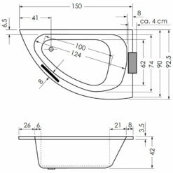 Repabad Sydney 150 Links Eck-Badewanne