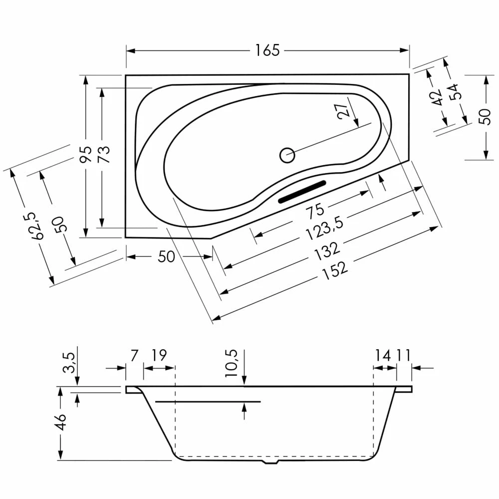 Repabad Tika Raumspar-Badewanne 165 X 95 Cm Mit Rückentherapie, Ausführung Rechts 4 Repabad Tika Raumspar-Badewanne 165 X 95 Cm Mit Rückentherapie, Ausführung Rechts – Bild 2