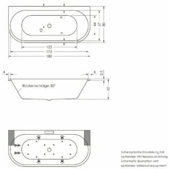 Repabad Livorno 180 Oval Wand Sonderfom Badewanne