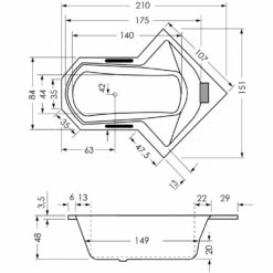 Repabad Monaco 210 Sonderform-Badewanne