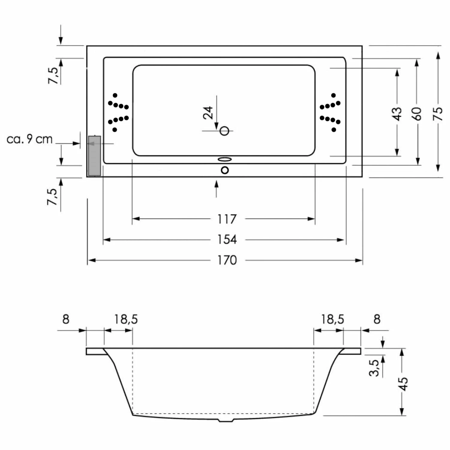 Steinkamp Life Badewanne 170 X 75 Cm Mit Aquapunktur 6 Steinkamp Life Badewanne 170 X 75 Cm Mit Aquapunktur – Bild 4