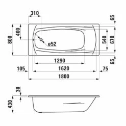 Steel Körperform-Einbaubadewanne 180 X 80 Cm