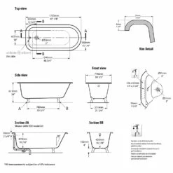 Victoria & Albert Hampshire Freistehende Badewanne, Füße Nickel Poliert