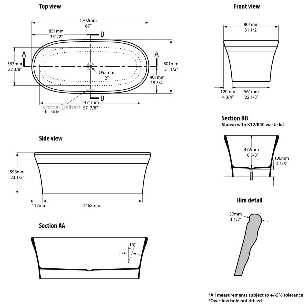 Victoria & Albert Warndon Freistehende Badewanne 6 Victoria & Albert Warndon Freistehende Badewanne – Bild 4