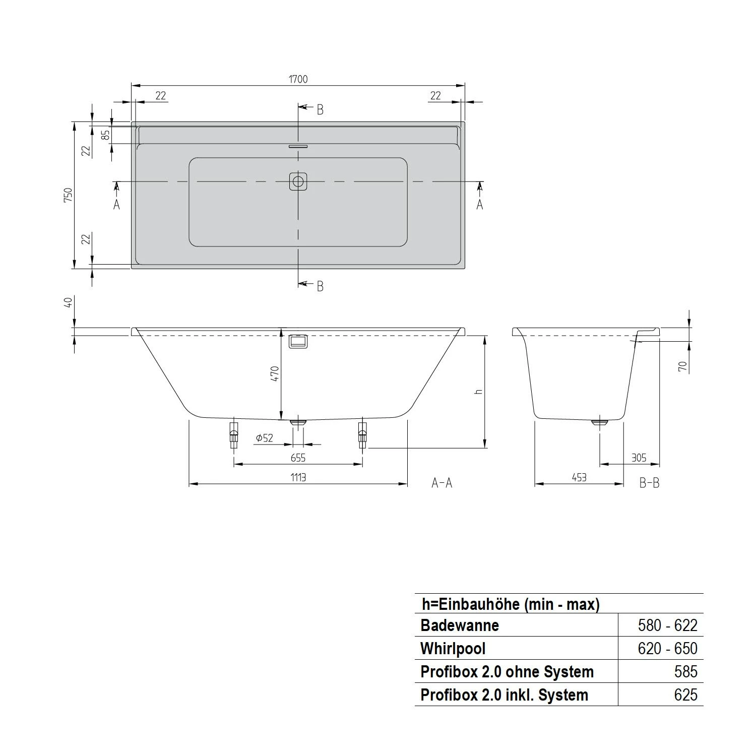Villeroy & Boch Collaro Badewanne 170 X 75 Cm Mit Profibox 2.0 Eckeinbau 4 Villeroy & Boch Collaro Badewanne 170 X 75 Cm Mit Profibox 2.0 Eckeinbau – Bild 2
