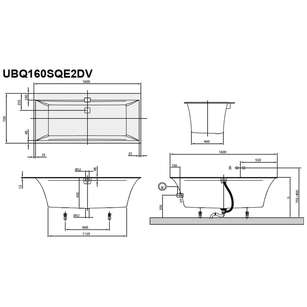 Villeroy & Boch Squaro Edge 12 Duo Badewanne 160 X 75 Cm 5 Villeroy & Boch Squaro Edge 12 Duo Badewanne 160 X 75 Cm – Bild 3