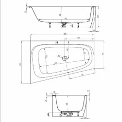 Hoesch ISensi Monoblock-Badewanne Rechts 180 X 120 Cm Mit Überlaufschlitz Und Überlaufgarnitur (Klick / Klack)