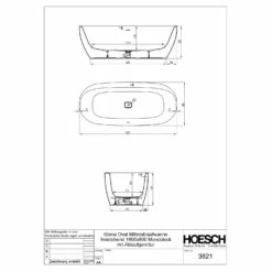 Hoesch ISensi Ovalbadewanne 180 X 80 Cm Freistehend -Wanne Verkaufsladen hoesch badewannen und whirlpools freistehende isensi 4907372