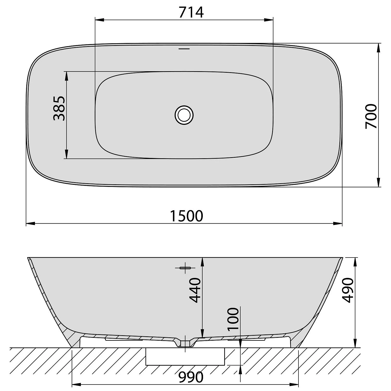 Hoesch Lasenia Oval-Badewanne 150 X 70 Cm Freistehend , Barrierefrei, Flache Ausführung 5 Hoesch Lasenia Oval-Badewanne 150 X 70 Cm Freistehend , Barrierefrei, Flache Ausführung – Bild 3