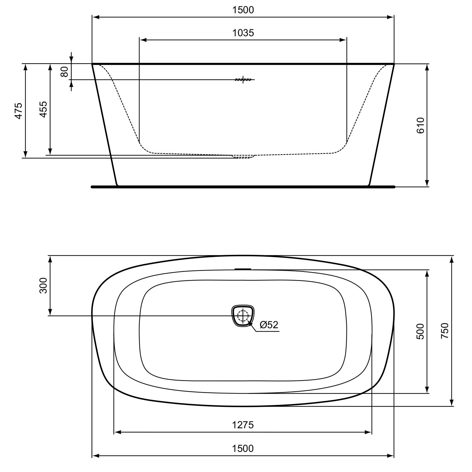 Ideal Standard Dea Freistehende Oval-Badewanne 150 X 75 Cm 6 Ideal Standard Dea Freistehende Oval-Badewanne 150 X 75 Cm – Bild 4