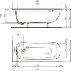 Ideal Standard I.life Körperform-Badewanne 160 X 70 Cm 12 Ideal Standard I.life Körperform-Badewanne 160 X 70 Cm -Wanne Verkaufsladen ideal standard badewannen life koerperform 160 11024233