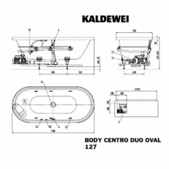 Kaldewei Centro Duo Oval 127-1 Mit BODY Whirlsystem, Ab- Und Überlauf Mit Wassereinlauf, Perl-Effekt