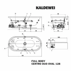 Kaldewei Centro Duo Oval 128-1 Mit FULL BODY Whirlsystem, Ab-und Überlauf Mit Wassereinlauf