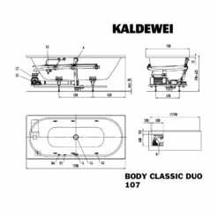 Kaldewei Classic Duo 107 Whirlpool Mit BODY Whirlsystem, Ab- Und Überlauf Mit Wassereinlauf, Perl-Effekt