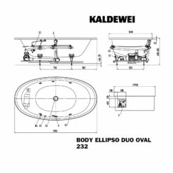 Kaldewei Ellipso Duo Oval 232 Mit BODY Whirlsystem, Ab- Und Überlauf Mit Wassereinlauf