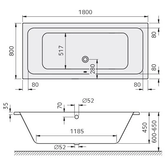 Kronenbach Cube Duo-Badewanne 180 X 80 Cm 5 Kronenbach Cube Duo-Badewanne 180 X 80 Cm – Bild 3