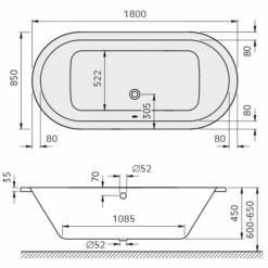 Kronenbach Tube Duo-Badewanne 180 X 85 Cm -Wanne Verkaufsladen kronenbach badewannen tube oval duo 180 4038947