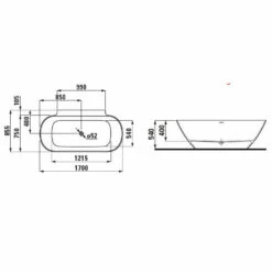 LAUFEN LUA Wandangebundene Badewanne 170 X 85,5 Cm -Wanne Verkaufsladen marken laufen alle serien 6920240