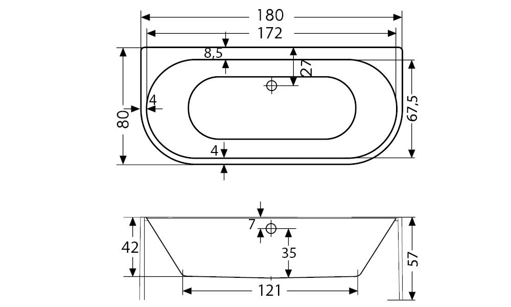 Polypex Calina Halbfreistehende Badewanne Inkl. Ab- Und Überlaufgarnitur Mit Integriertem Wanneneinlauf 6 Polypex Calina Halbfreistehende Badewanne Inkl. Ab- Und Überlaufgarnitur Mit Integriertem Wanneneinlauf – Bild 4
