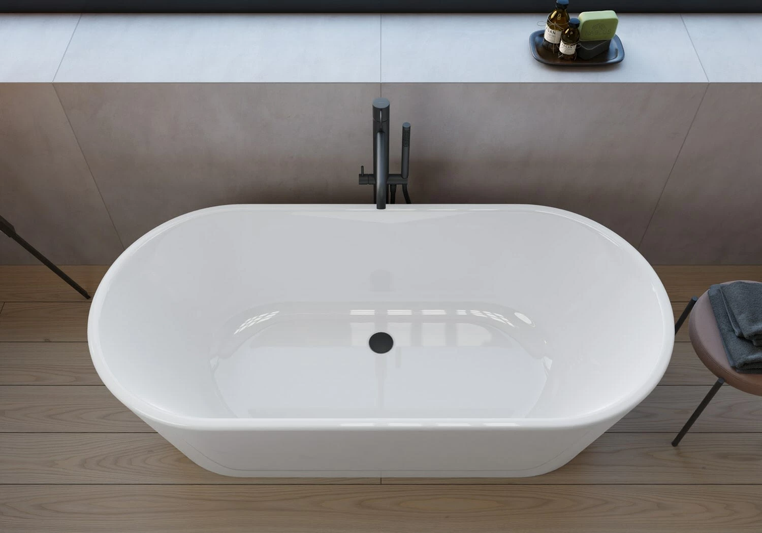 Pianura Valentina Badewanne Oval Freistehend 170 X 80 Cm Mit Schürze Und Verdecktem Überlauf 4 Pianura Valentina Badewanne Oval Freistehend 170 X 80 Cm Mit Schürze Und Verdecktem Überlauf – Bild 2