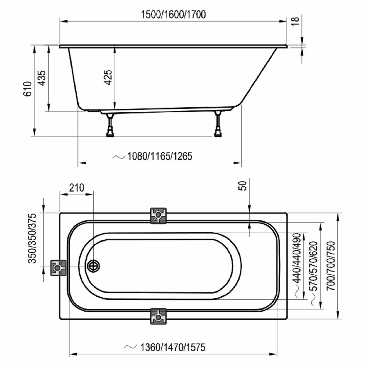 RAVAK Chrome Slim Badewanne 160 X 70 Cm, Rechteckig 5 RAVAK Chrome Slim Badewanne 160 X 70 Cm, Rechteckig – Bild 3