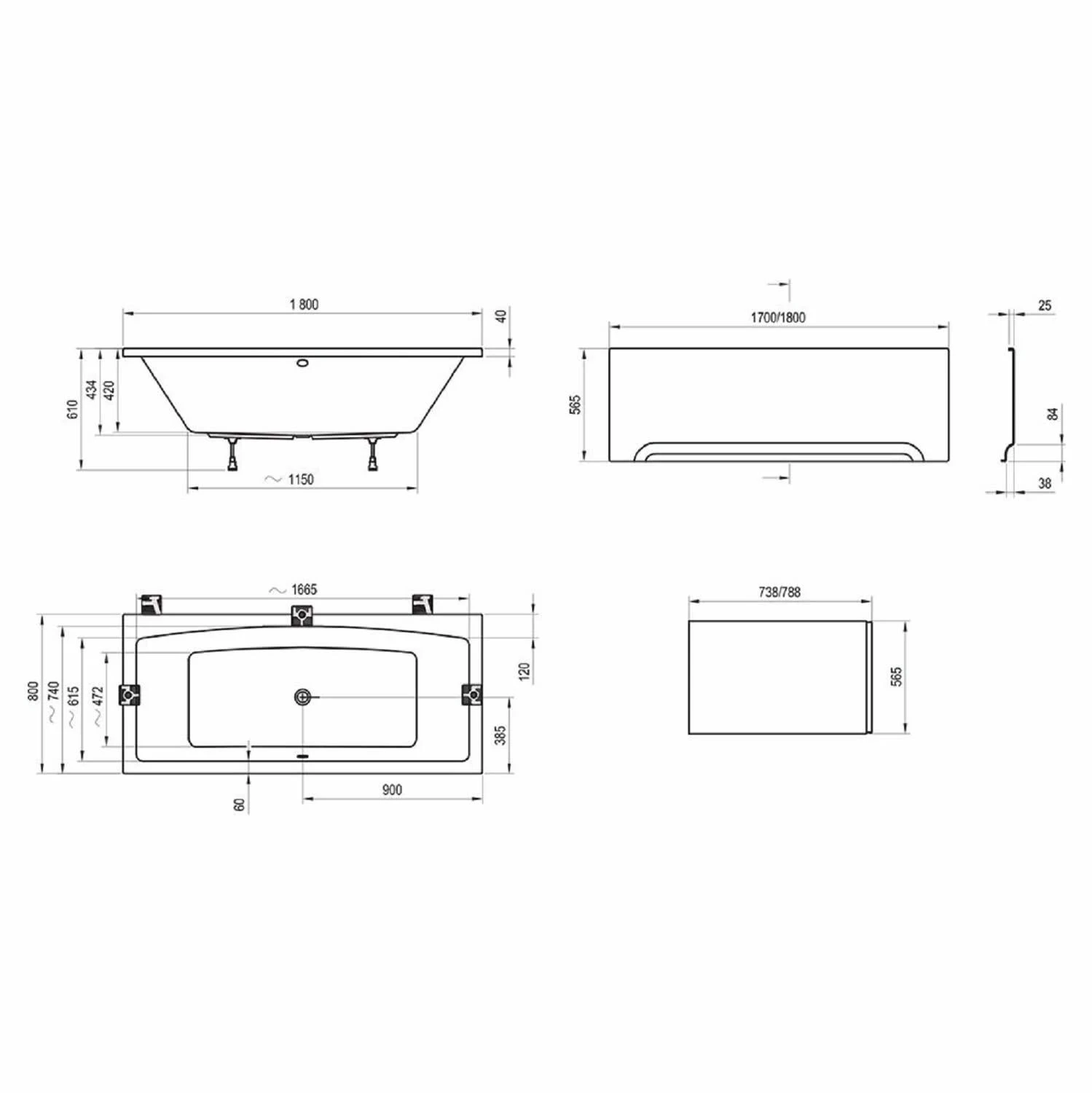 RAVAK Formy 02 Badewanne 180 X 80 Cm, Rechteckig 5 RAVAK Formy 02 Badewanne 180 X 80 Cm, Rechteckig – Bild 3