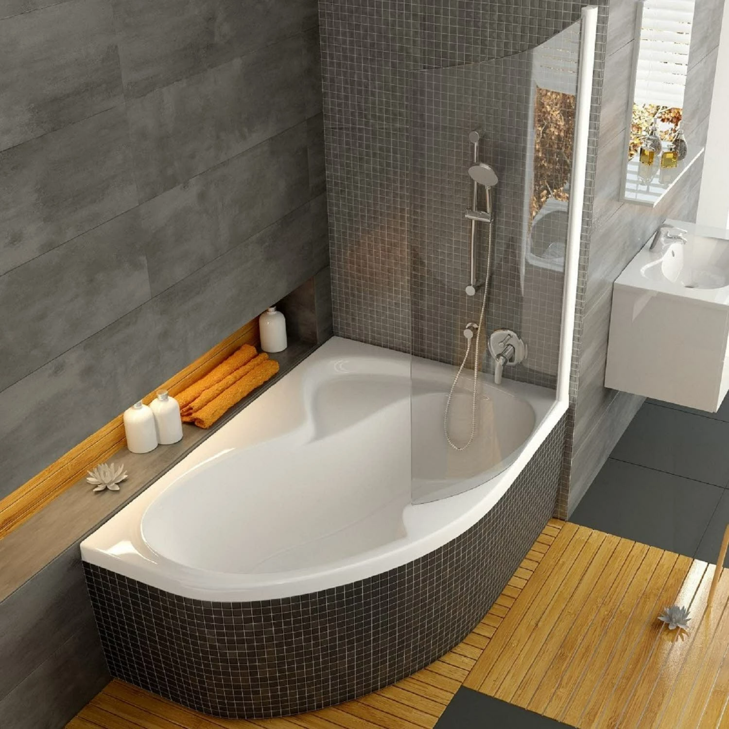 RAVAK Rosa II 170 X 105 Cm Eck-Badewanne Mit Duschbereich Rechts 5 RAVAK Rosa II 170 X 105 Cm Eck-Badewanne Mit Duschbereich Rechts – Bild 3