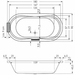 Repabad Pluto 180/90 Oval Badewanne
