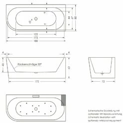 Repabad Livorno 180 Oval F Links Eck-Badewanne