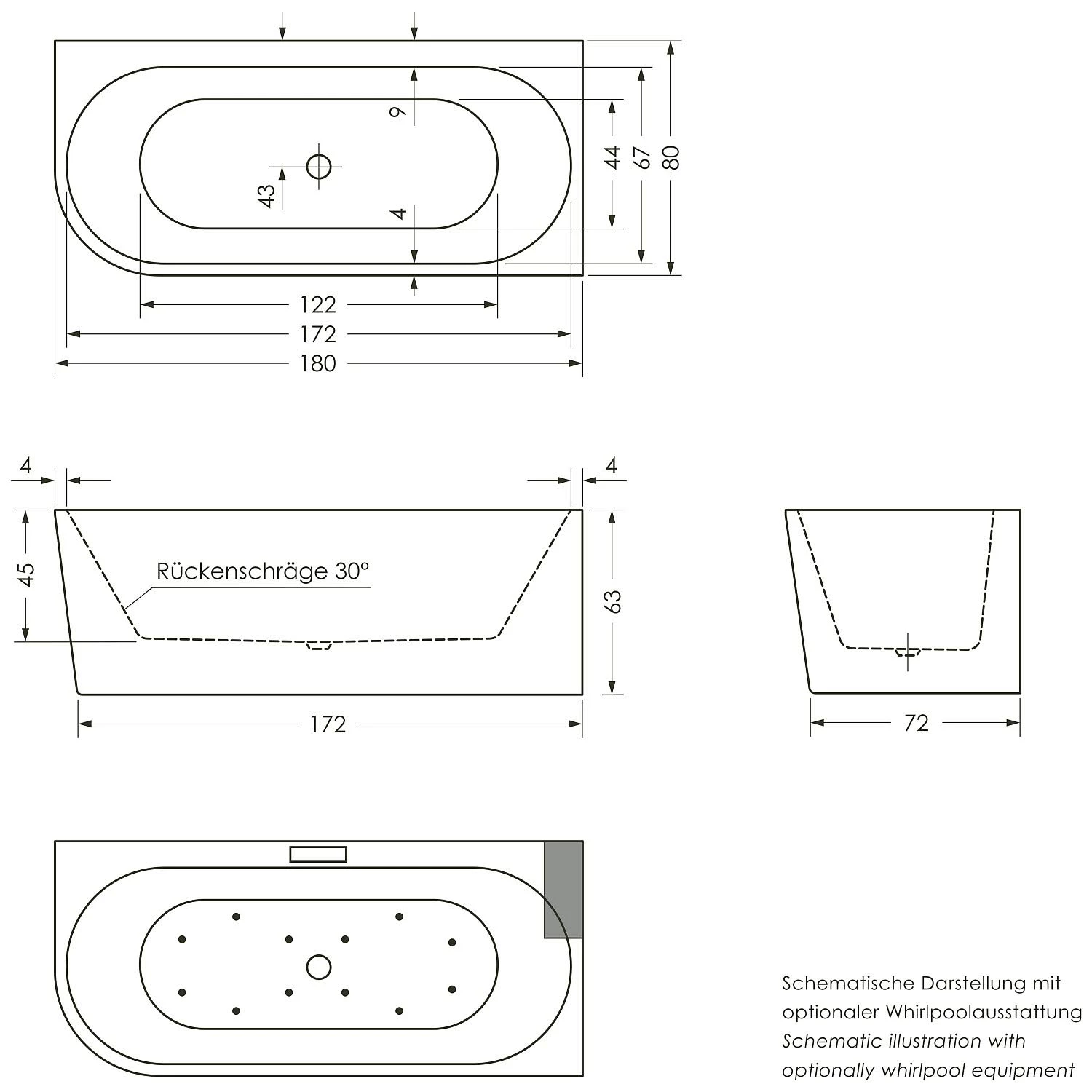 Repabad Livorno 180 Oval F Links Eck-Badewanne 3 Repabad Livorno 180 Oval F Links Eck-Badewanne