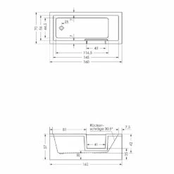Repabad Livorno Mono Easy Duschbadewanne 160 X 70 Cm, Einstieg Rechts