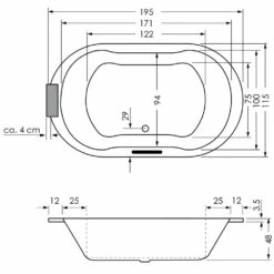 Repabad Wega 195 N Oval-Badewanne