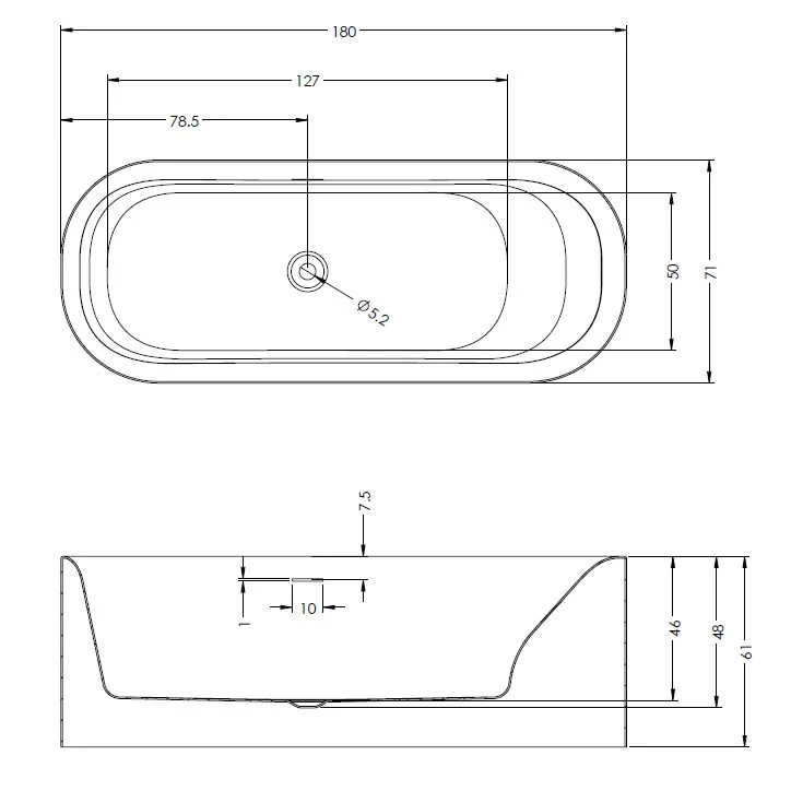 Riho Devotion Freistehende Badewanne 180 X 71 Cm 5 Riho Devotion Freistehende Badewanne 180 X 71 Cm – Bild 3