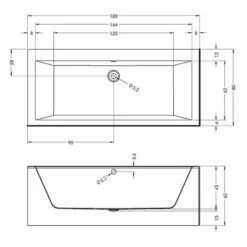 Riho Lugo Wall Rechteck-Badewanne, Back-2-Wall, 180 X 80 Cm