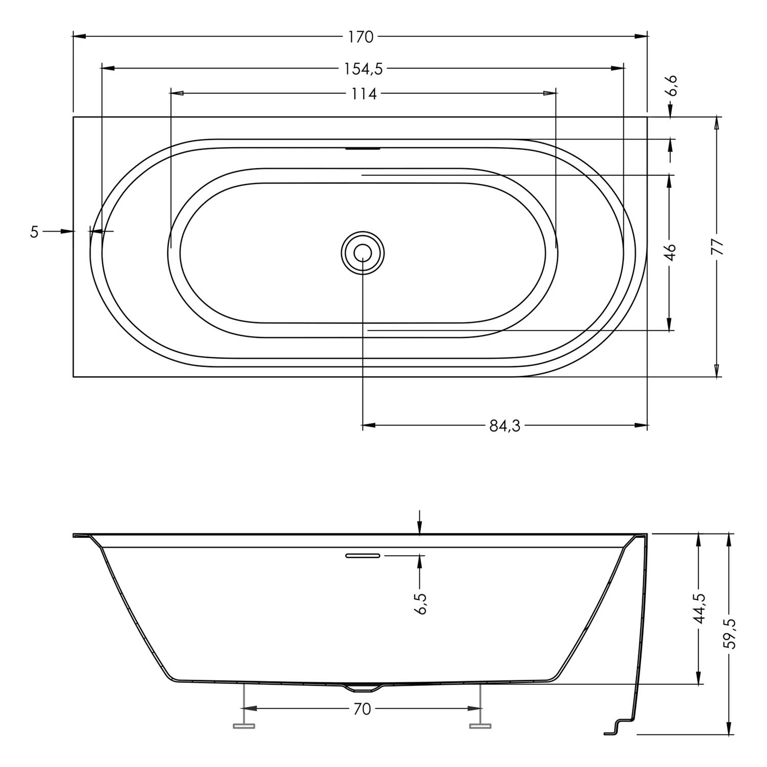 Riho Desire Corner Back-2-Wall Vorwand-Badewanne 170 X 77 Cm, Rechts, Mit Riho Fall 6 Riho Desire Corner Back-2-Wall Vorwand-Badewanne 170 X 77 Cm, Rechts, Mit Riho Fall – Bild 4
