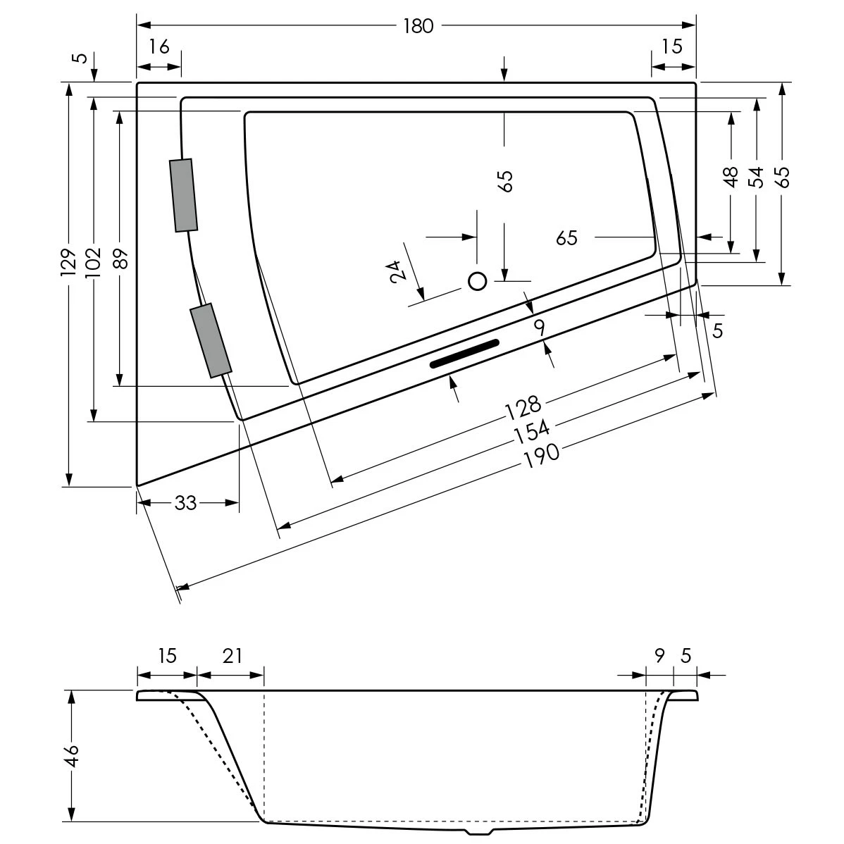 Steinkamp Life Eckbadewanne 180 X 130/65 Cm Mit Aquapunktur, Ecke Links Und Trio MT5 6 Steinkamp Life Eckbadewanne 180 X 130/65 Cm Mit Aquapunktur, Ecke Links Und Trio MT5 – Bild 4