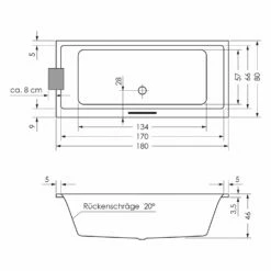 Steinkamp Life Rechteck-Badewanne Mit Whirlsystem 180 X 80 Cm, Inkl. Viega Multiplex M5 -Wanne Verkaufsladen steinkamp badewannen mit whirlpool life rechteckbadewanne 8534443