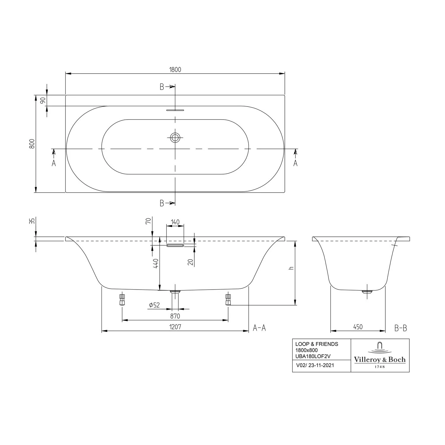 Villeroy & Boch Loop & Friends Oval Duo Rechteckwanne 180 X 80 Cm 6 Villeroy & Boch Loop & Friends Oval Duo Rechteckwanne 180 X 80 Cm – Bild 4
